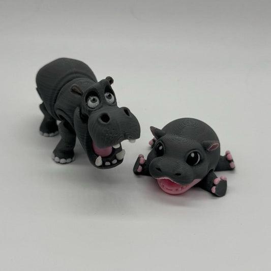 Adorable Tiny Hippopotamus Statue 3D Printed - Perfect for Home Decor and Gifts