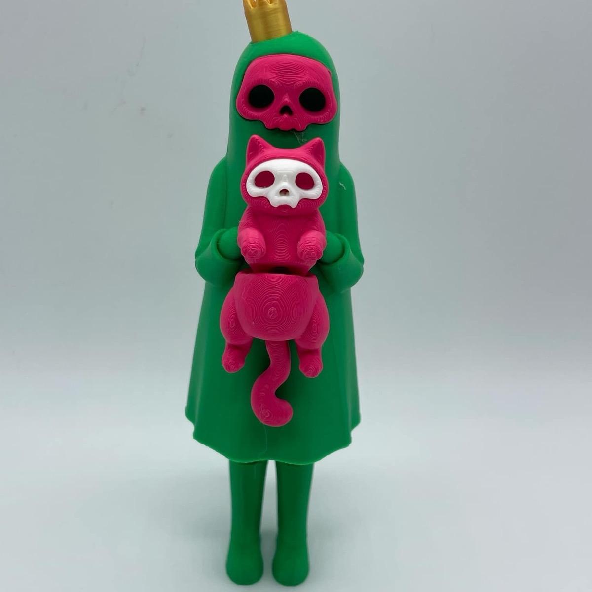 Little Dark and Her Cat 3D Printed Home Decor Spooky Ghost Skeleton Halloween