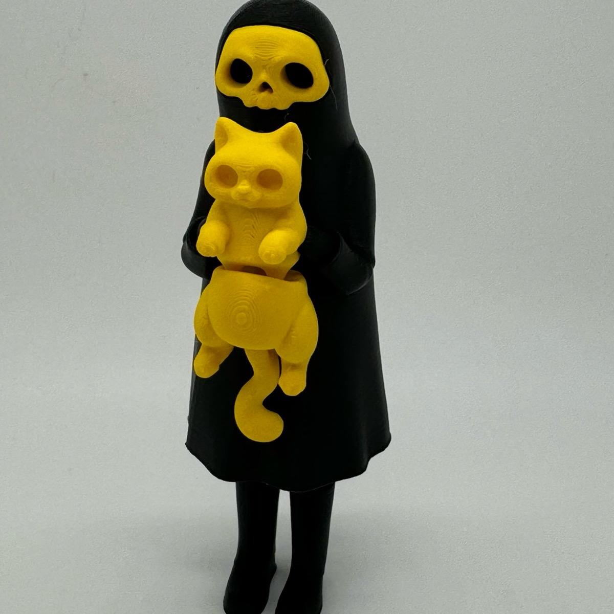 Little Dark and Her Cat 3D Printed Home Decor Spooky Ghost Skeleton Halloween