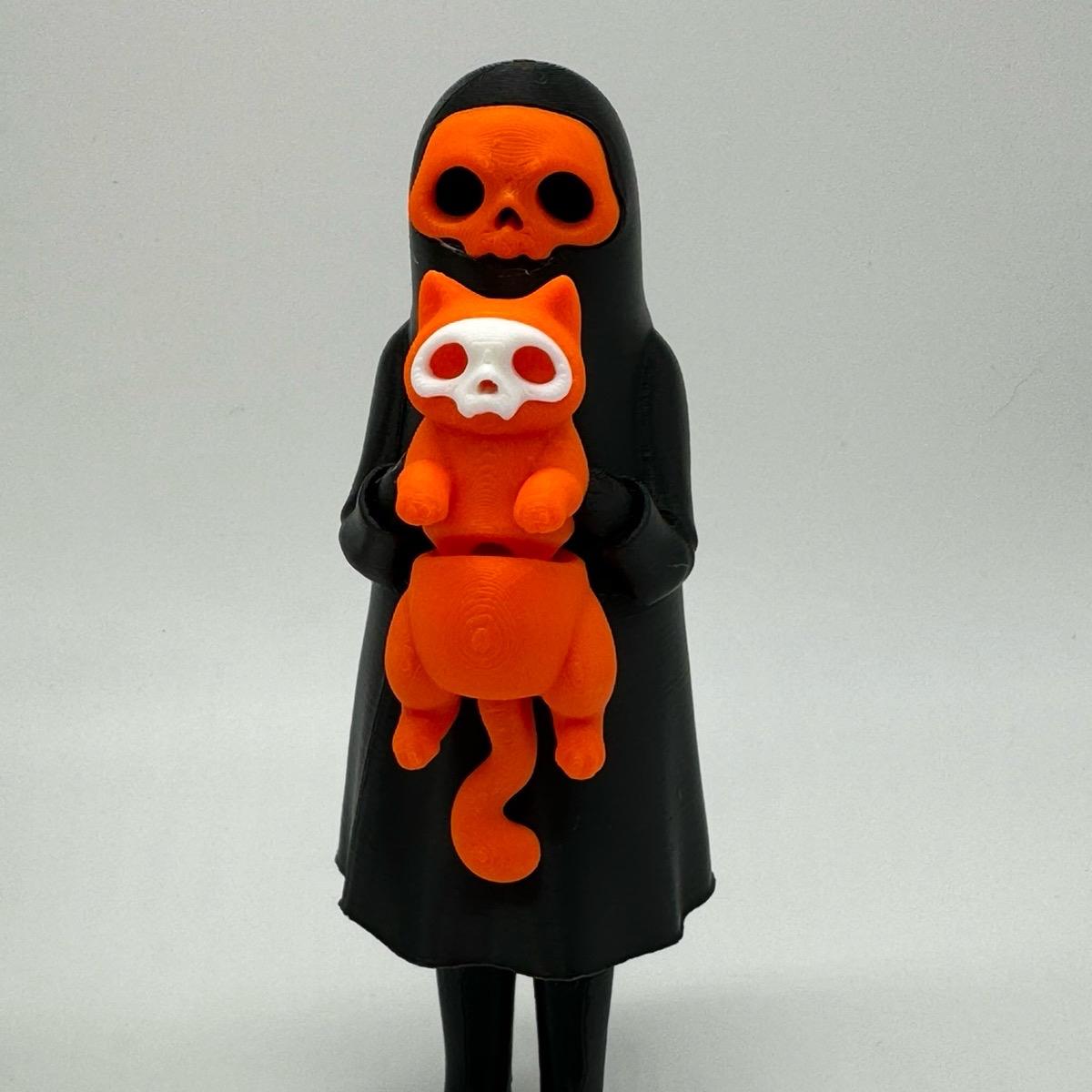 Little Dark and Her Cat 3D Printed Home Decor Spooky Ghost Skeleton Halloween