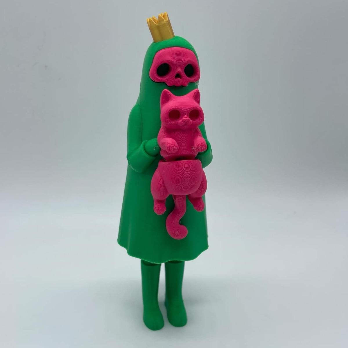 Little Dark and Her Cat 3D Printed Home Decor Spooky Ghost Skeleton Halloween