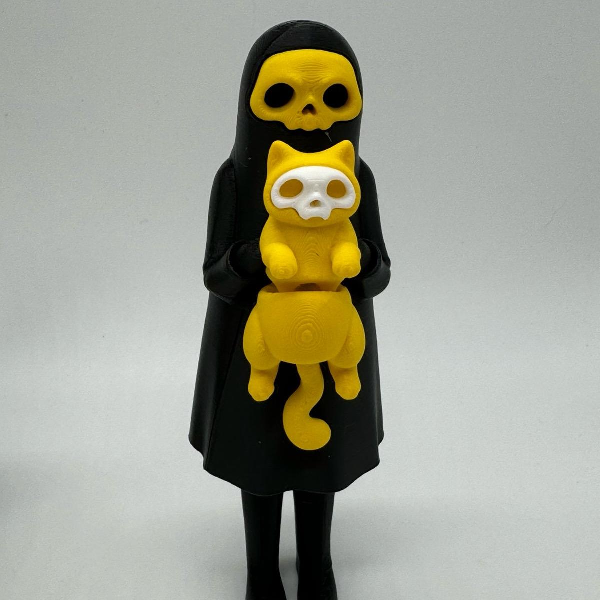 Little Dark and Her Cat 3D Printed Home Decor Spooky Ghost Skeleton Halloween