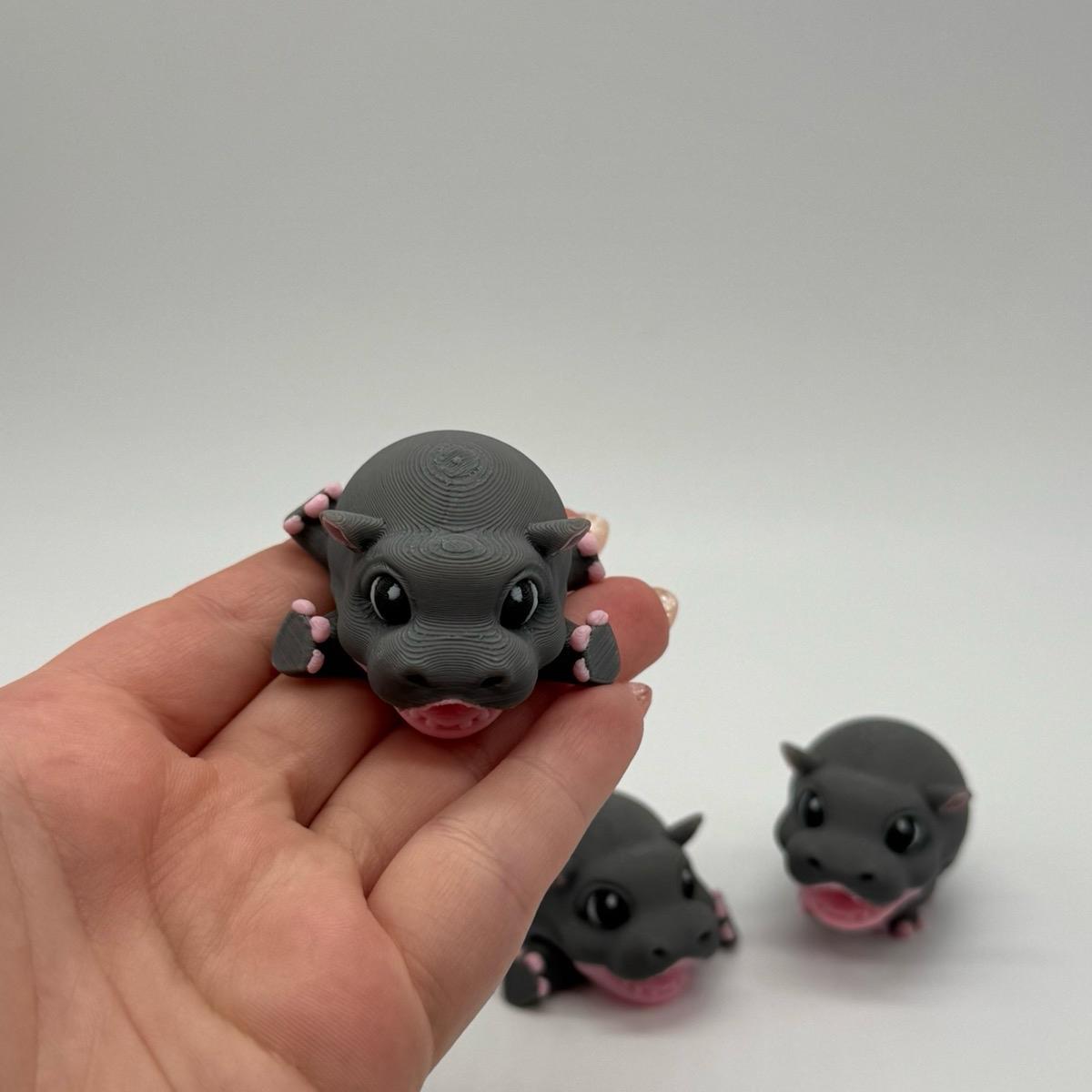 Adorable Tiny Hippopotamus Statue 3D Printed - Perfect for Home Decor and Gifts