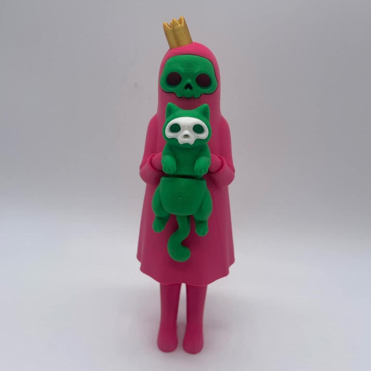 Little Dark and Her Cat 3D Printed Home Decor Spooky Ghost Skeleton Halloween