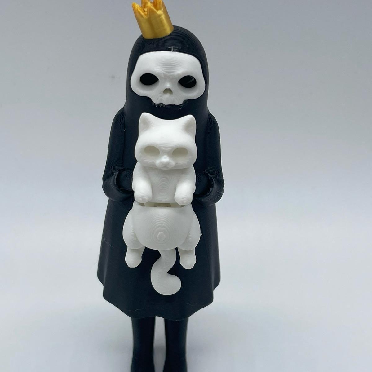 Little Dark and Her Cat 3D Printed Home Decor Spooky Ghost Skeleton Halloween