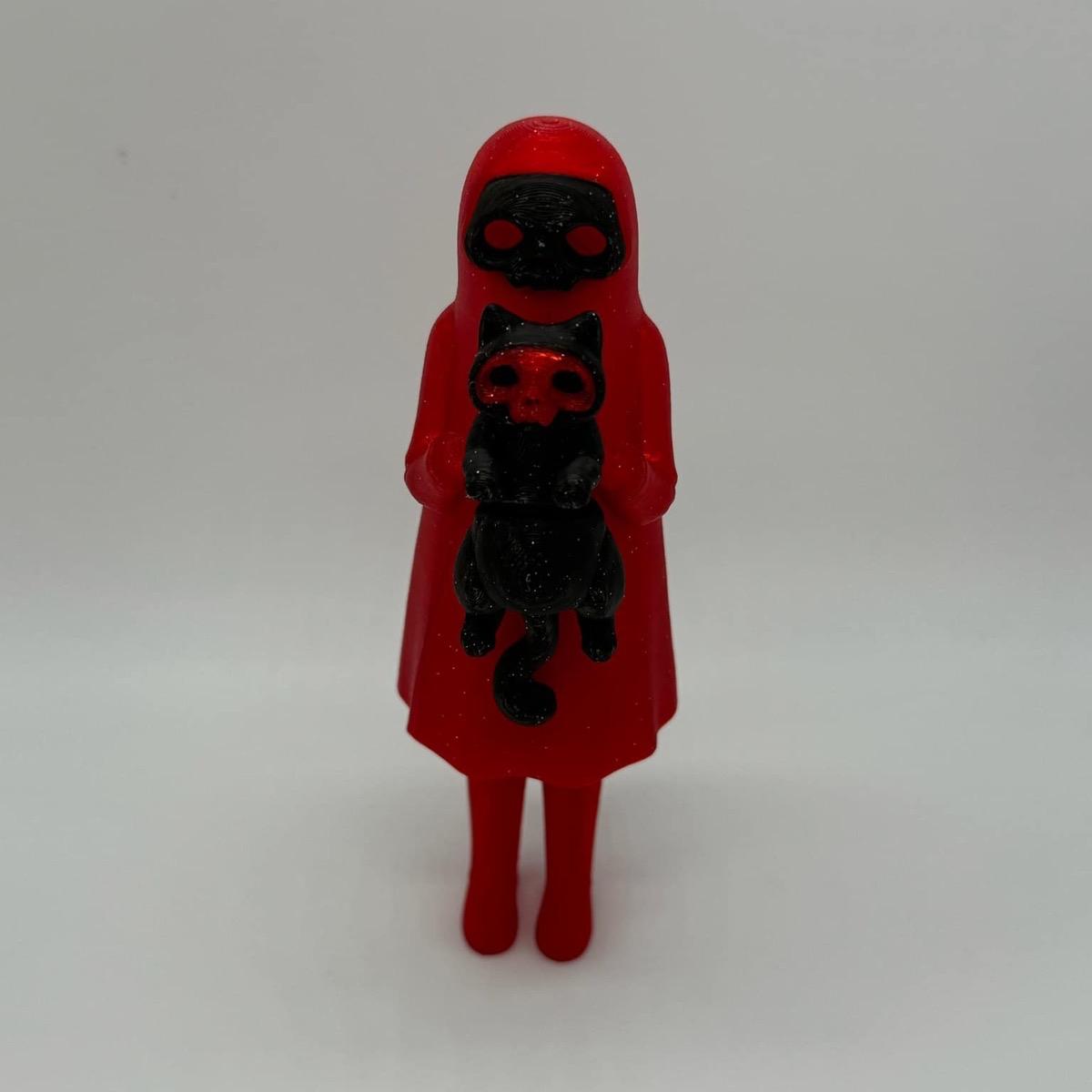 Little Dark and Her Cat 3D Printed Home Decor Spooky Ghost Skeleton Halloween