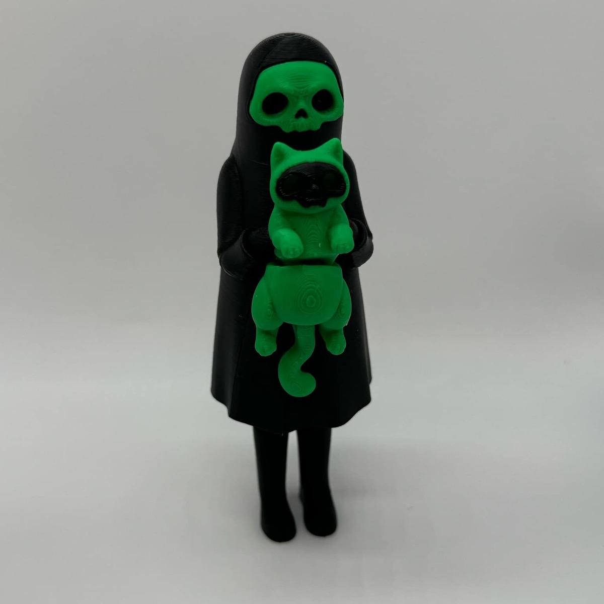 Little Dark and Her Cat 3D Printed Home Decor Spooky Ghost Skeleton Halloween