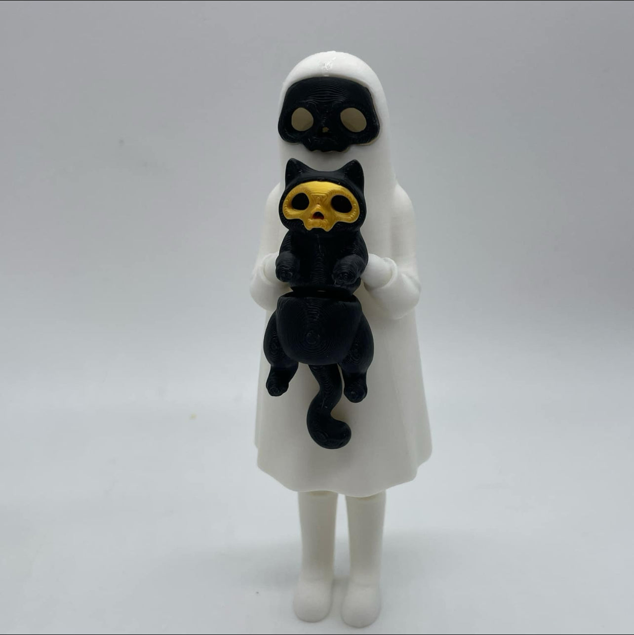 Little Dark and Her Cat 3D Printed Home Decor Spooky Ghost Skeleton Halloween