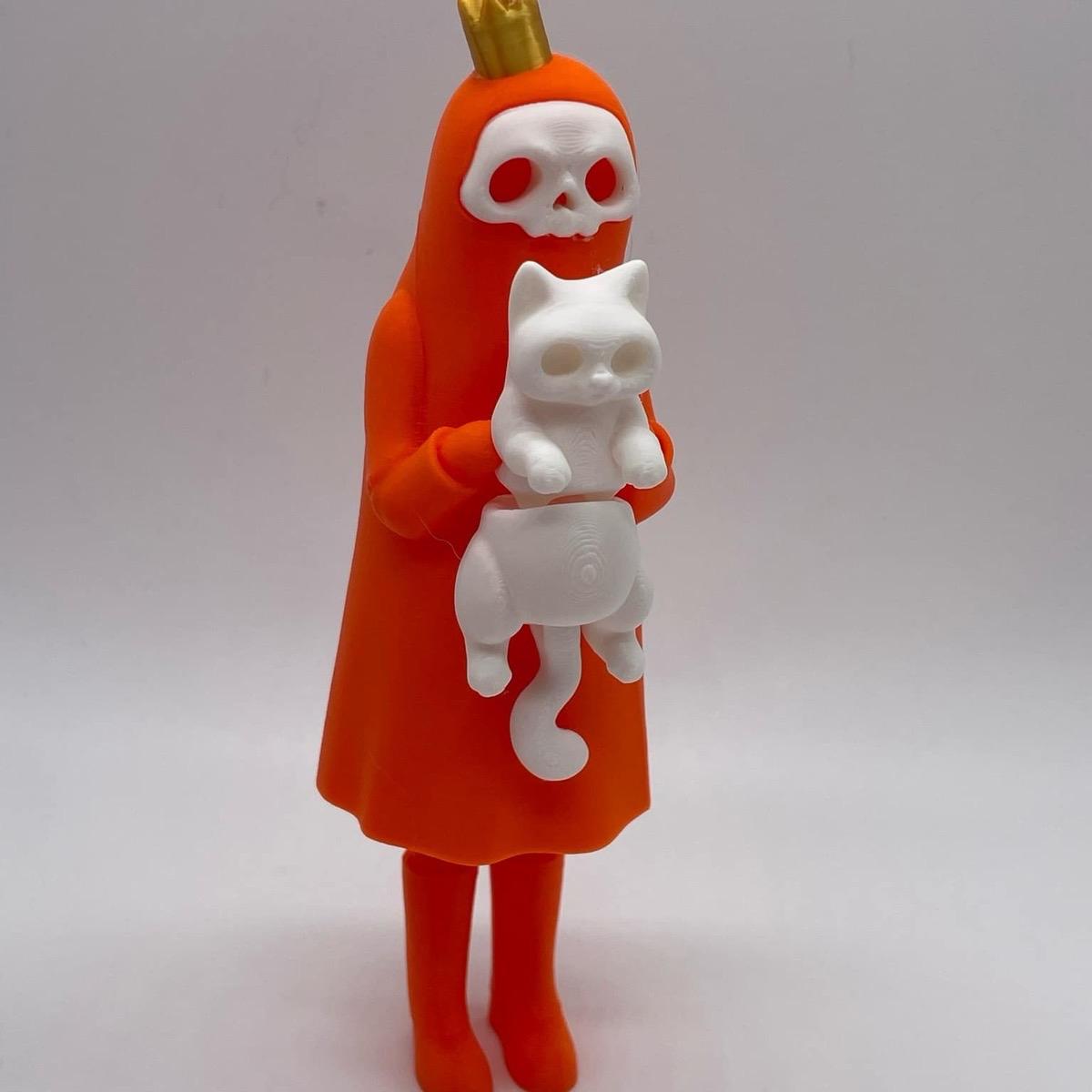 Little Dark and Her Cat 3D Printed Home Decor Spooky Ghost Skeleton Halloween