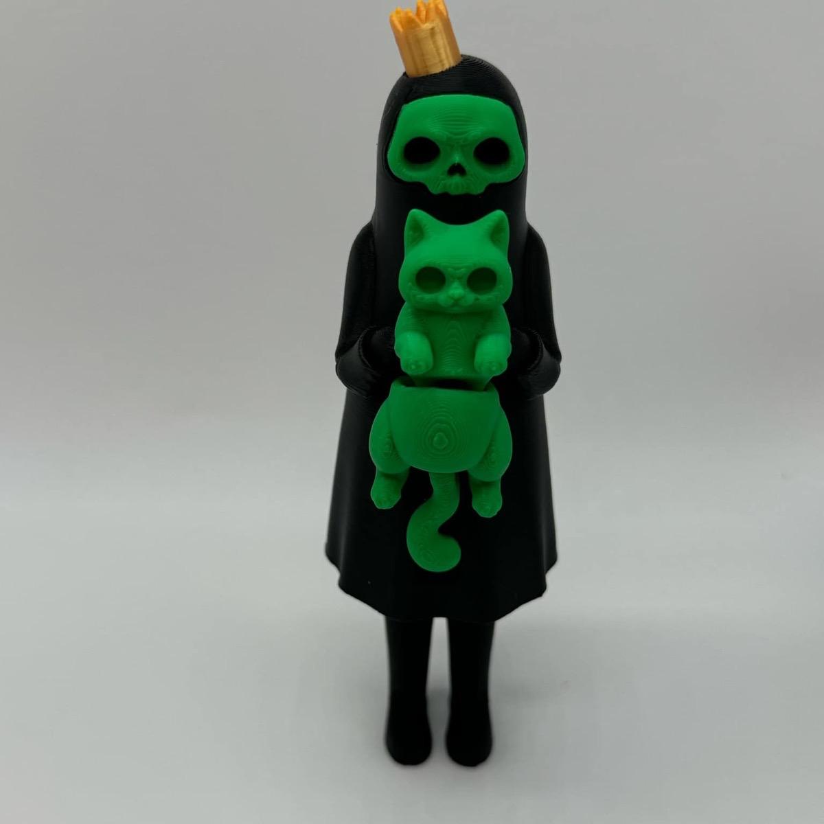 Little Dark and Her Cat 3D Printed Home Decor Spooky Ghost Skeleton Halloween