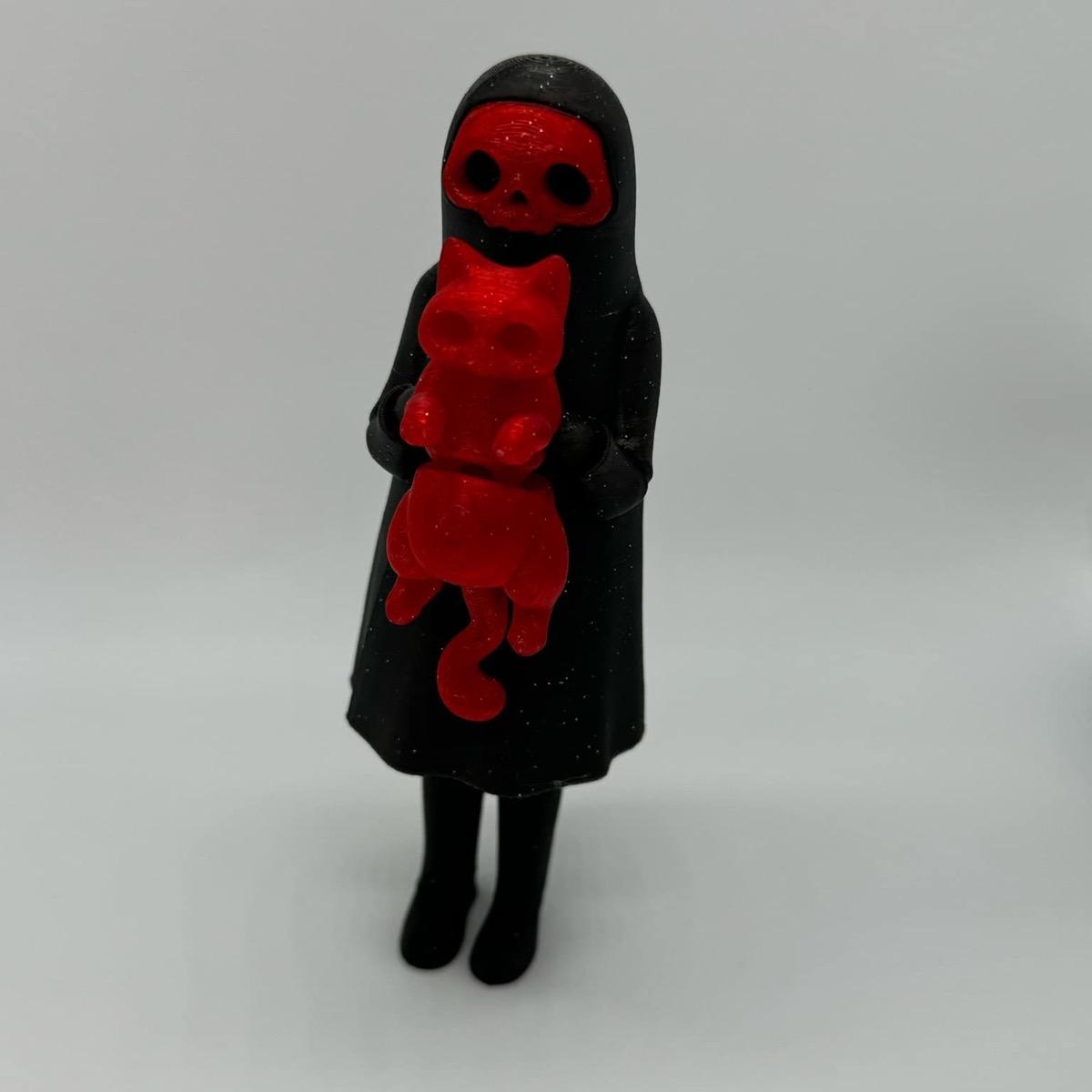 Little Dark and Her Cat 3D Printed Home Decor Spooky Ghost Skeleton Halloween