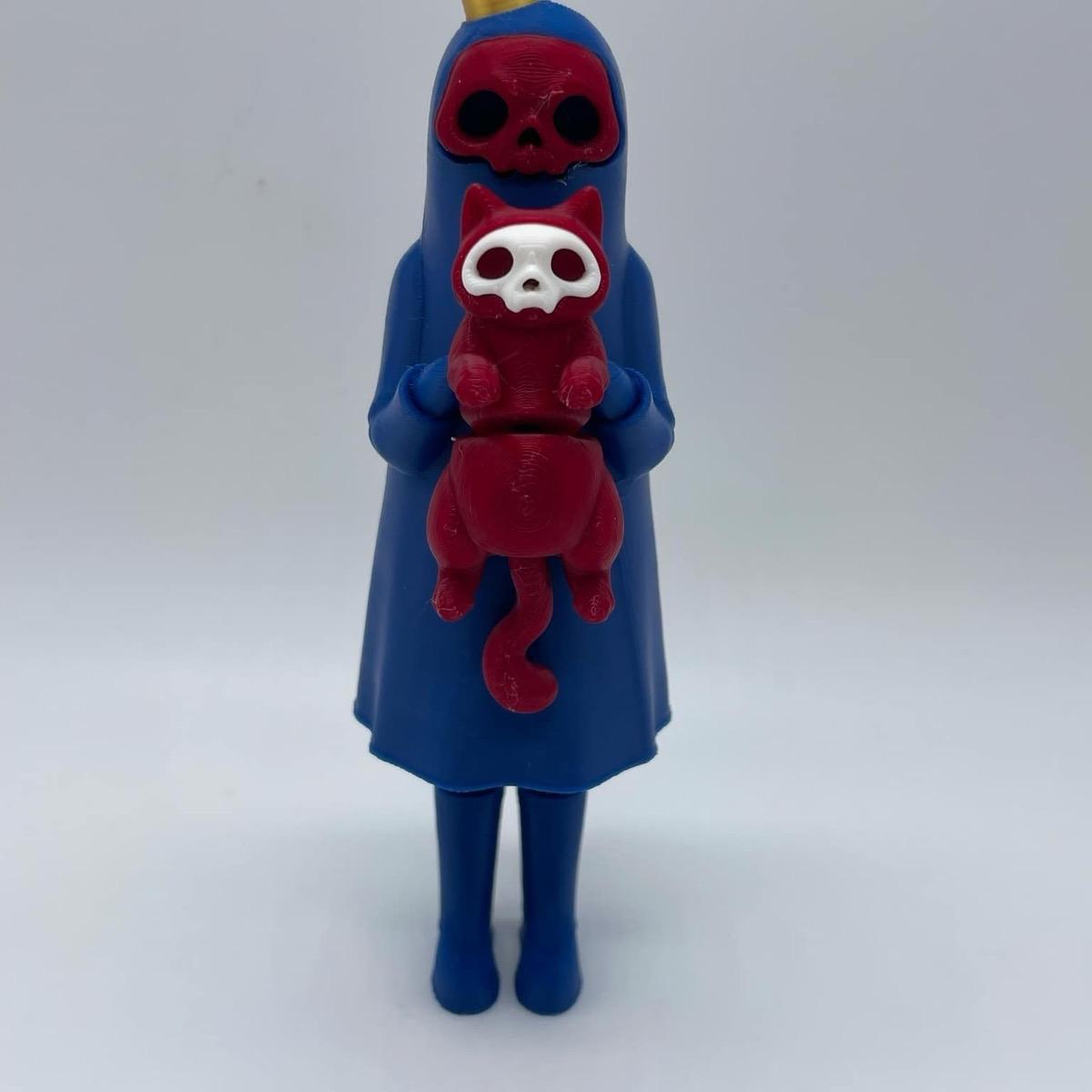 Little Dark and Her Cat 3D Printed Home Decor Spooky Ghost Skeleton Halloween