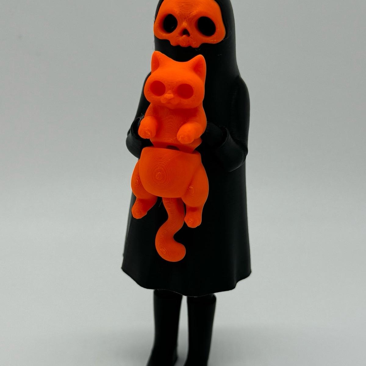 Little Dark and Her Cat 3D Printed Home Decor Spooky Ghost Skeleton Halloween