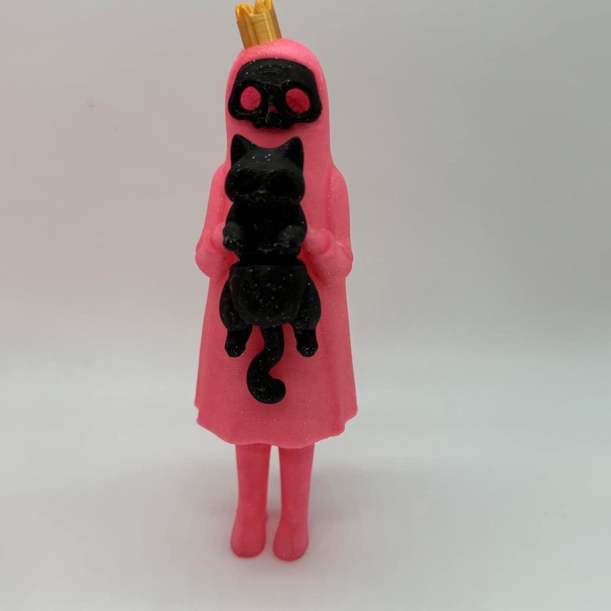 Little Dark and Her Cat 3D Printed Home Decor Spooky Ghost Skeleton Halloween