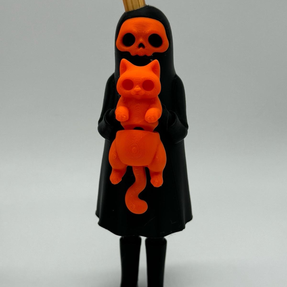 Little Dark and Her Cat 3D Printed Home Decor Spooky Ghost Skeleton Halloween