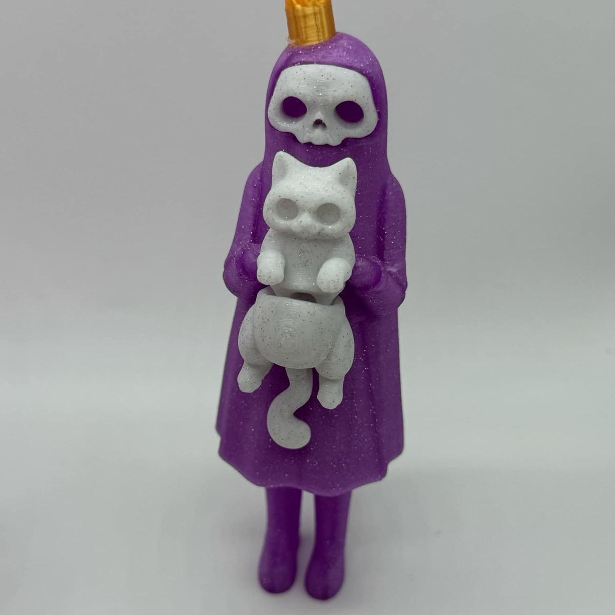 Little Dark and Her Cat 3D Printed Home Decor Spooky Ghost Skeleton Halloween