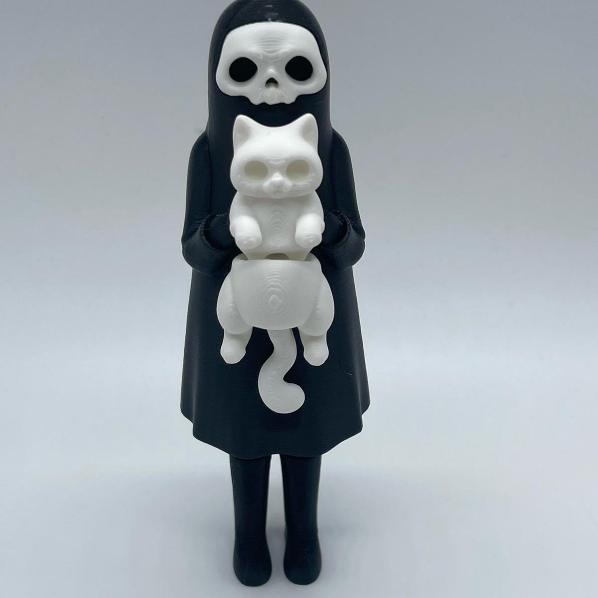 Little Dark and Her Cat 3D Printed Home Decor Spooky Ghost Skeleton Halloween