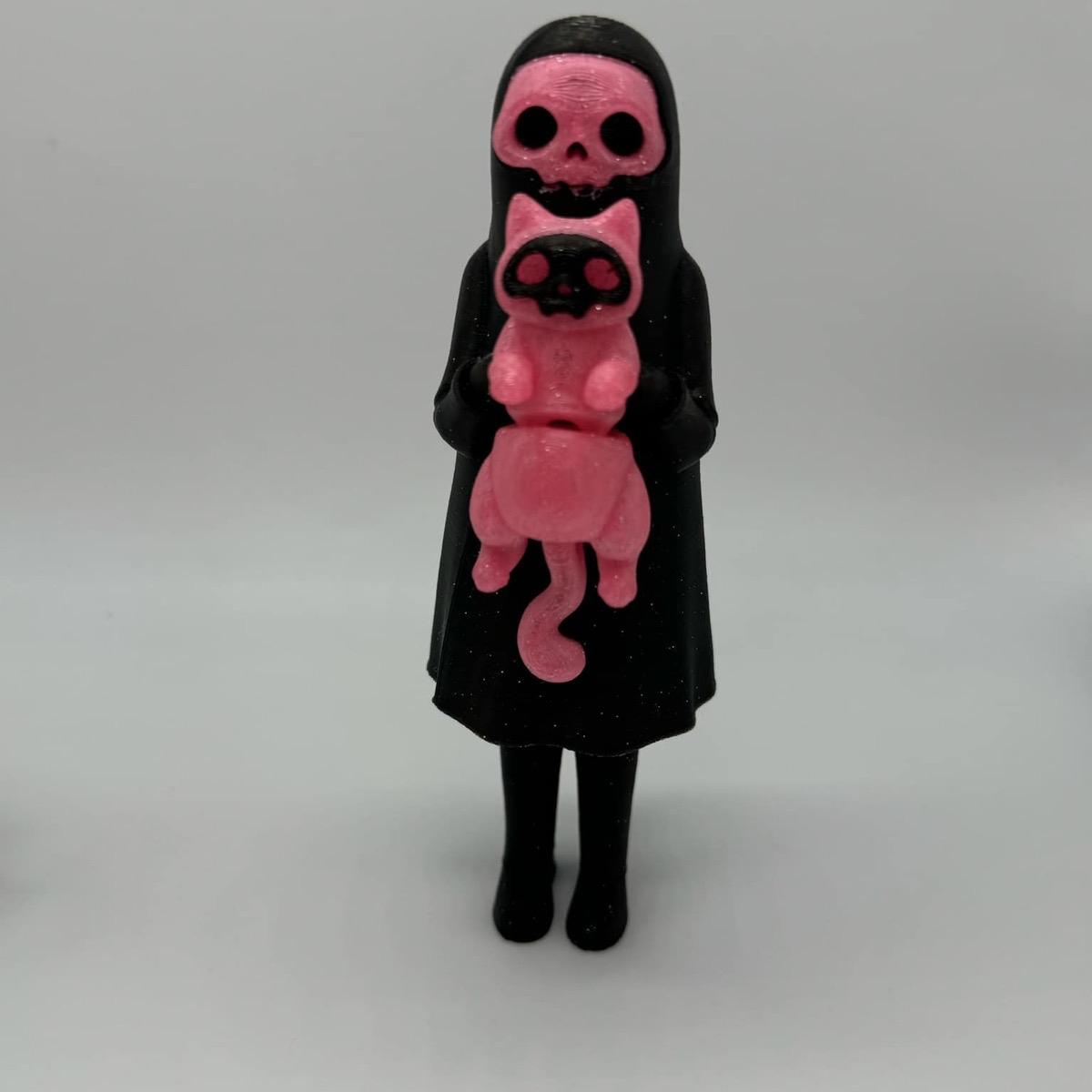 Little Dark and Her Cat 3D Printed Home Decor Spooky Ghost Skeleton Halloween