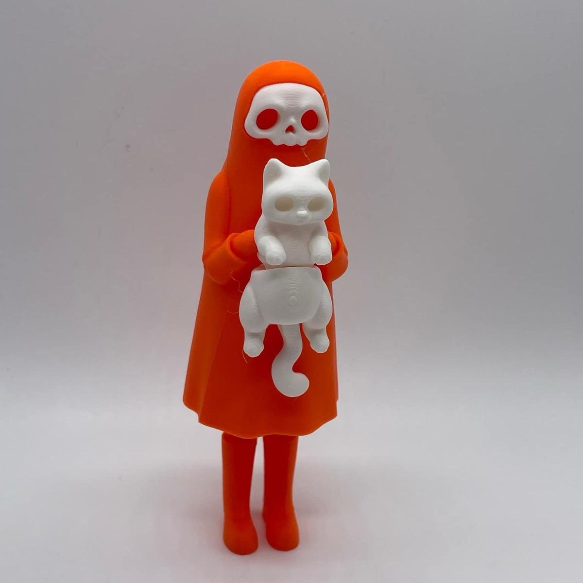 Little Dark and Her Cat 3D Printed Home Decor Spooky Ghost Skeleton Halloween